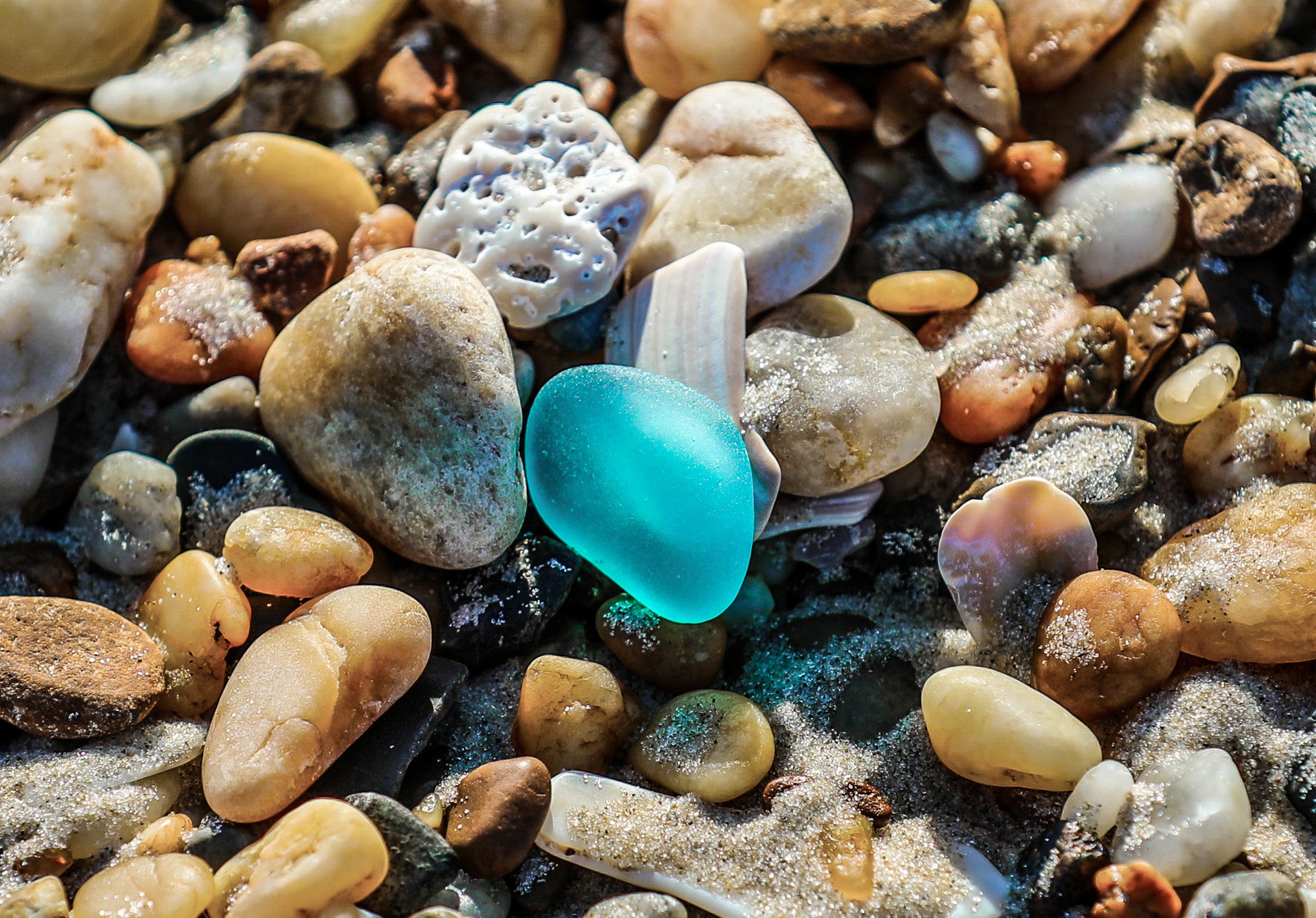 16x24 Seaglass among stone metal print | Susan McLean Photography