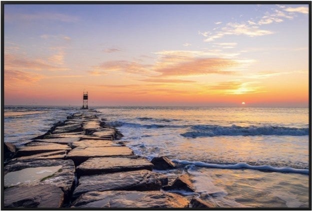 32x48 Traditional Black Framed Canvas Sunrise at Indian River